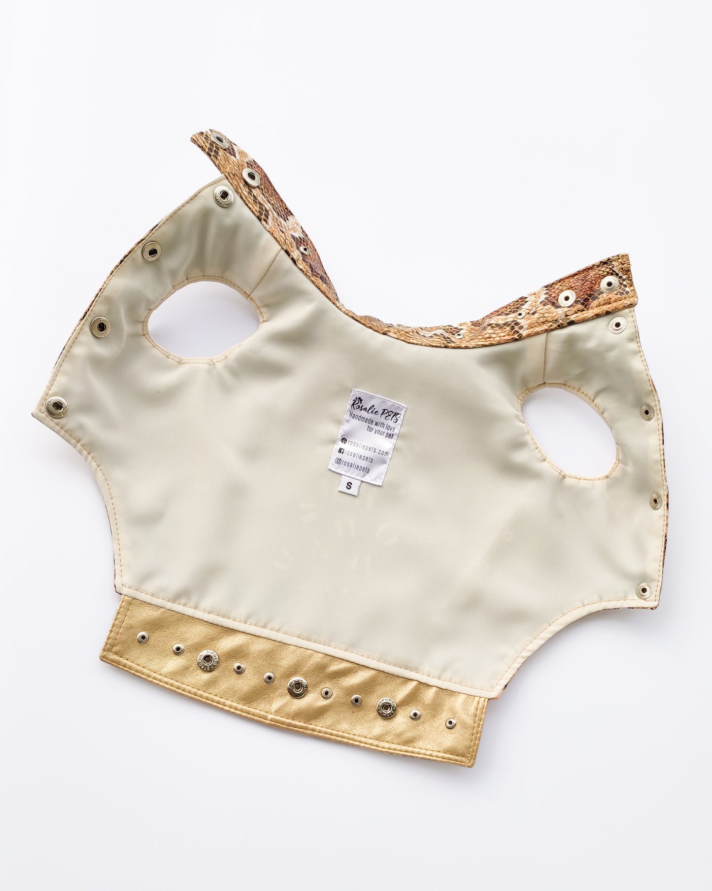 Designer leather dog vest with machine embroidery