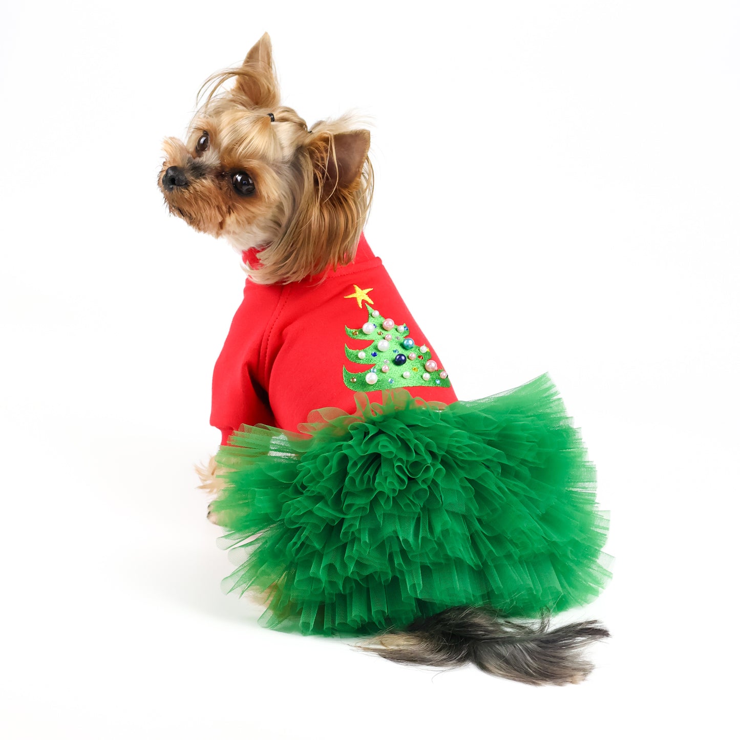 Christmas dog dress with tutu skirt