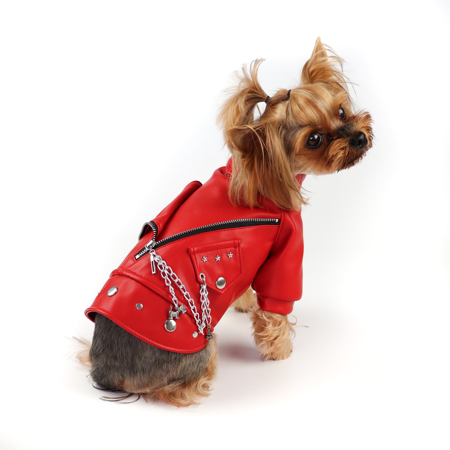 Designer Red Leather Dog Jacket