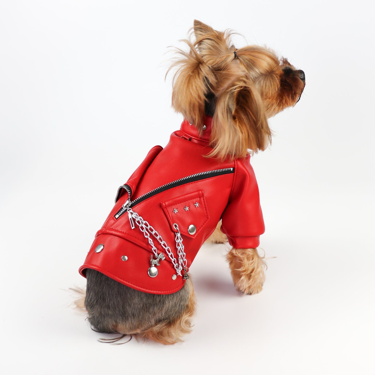 Designer Red Leather Dog Jacket