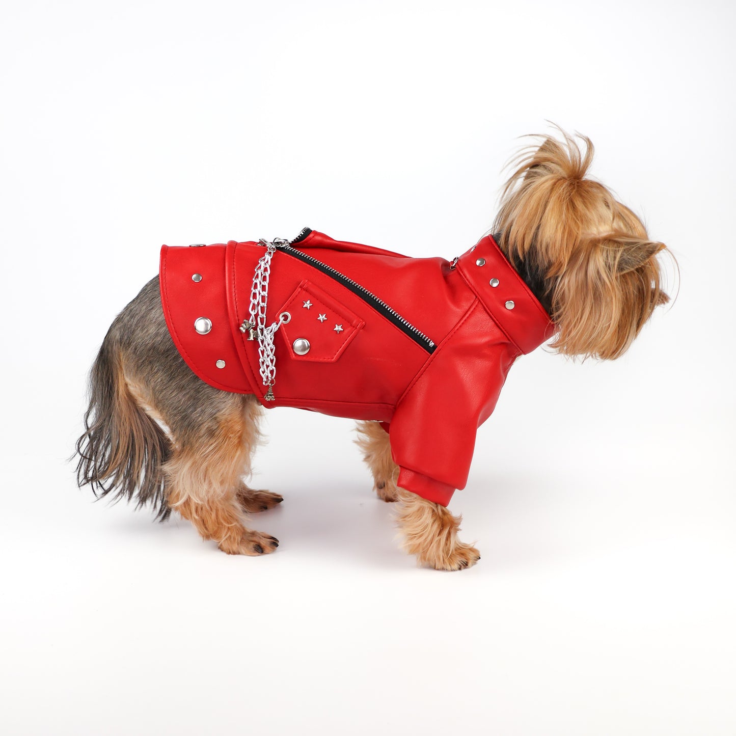 Designer Red Leather Dog Jacket