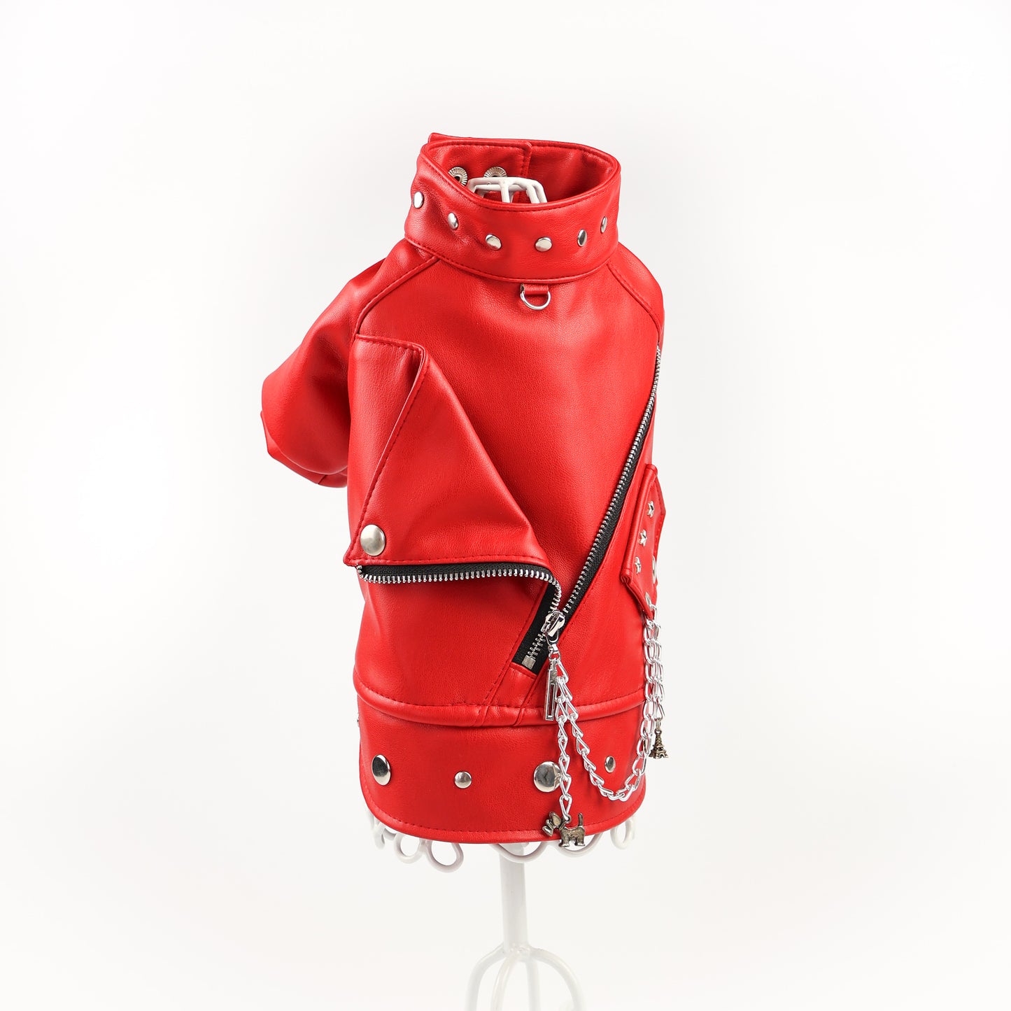 Designer Red Leather Dog Jacket