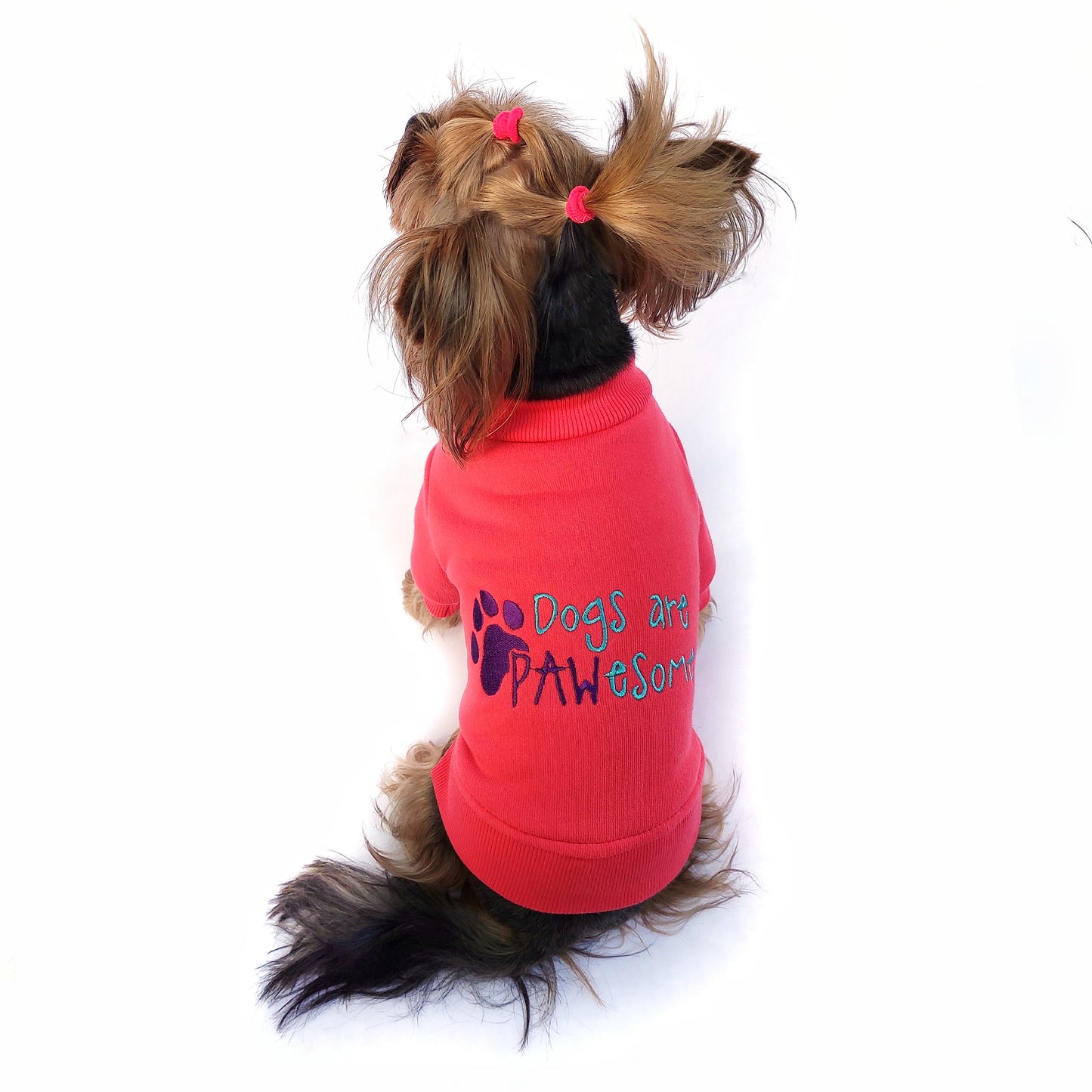 Cotton dog hoodie with cute embroidery