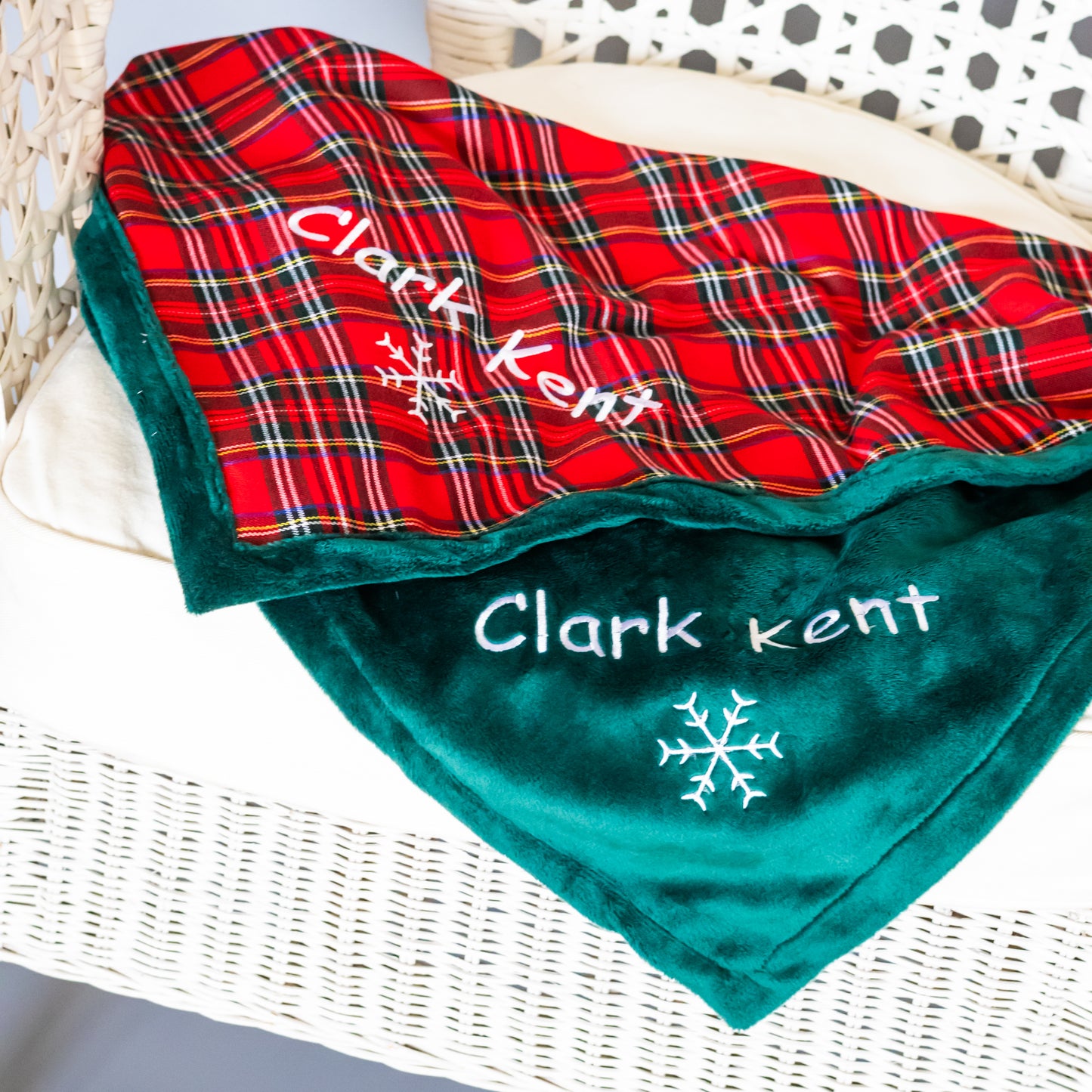 Christmas personalized dog blanket and toy with name embroidery