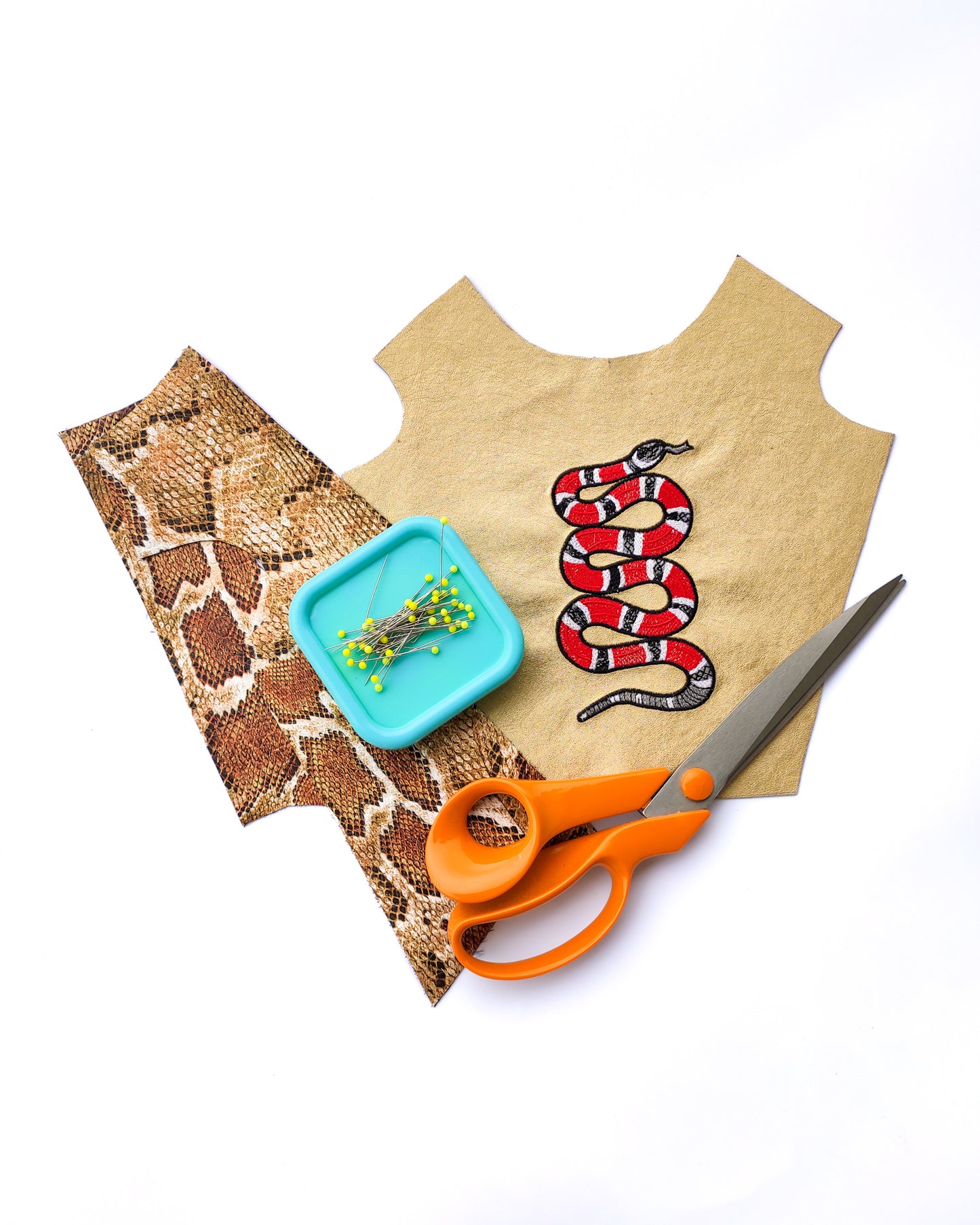 Designer leather dog vest with machine embroidery