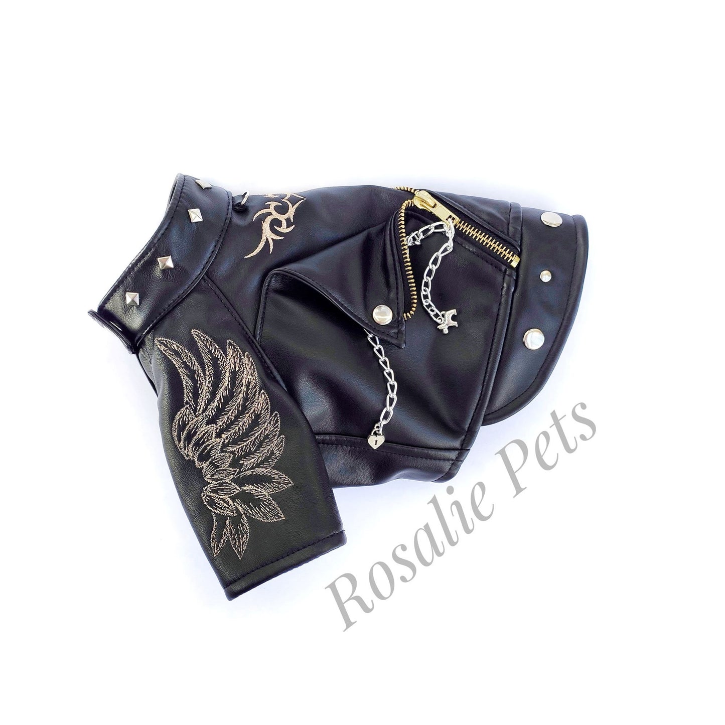 Leather embroidered dog jacket