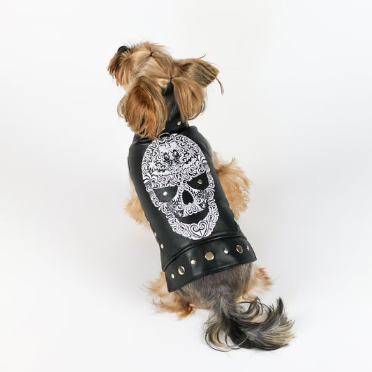 Biker leather dog vest jacket