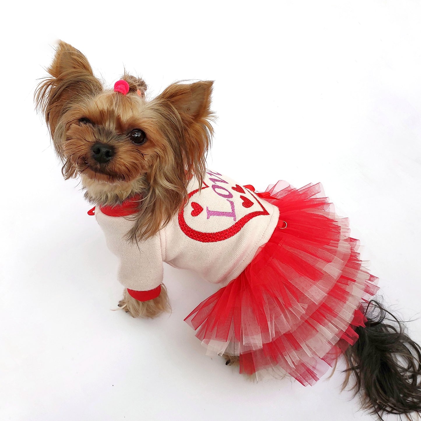 dog dress , warm dog clothes, cute dog dress, Valentine's Day dog outfit, heart dog dress, small dog dress, stylish dog clothing, knit dog dress, dog apparel for small dogs
