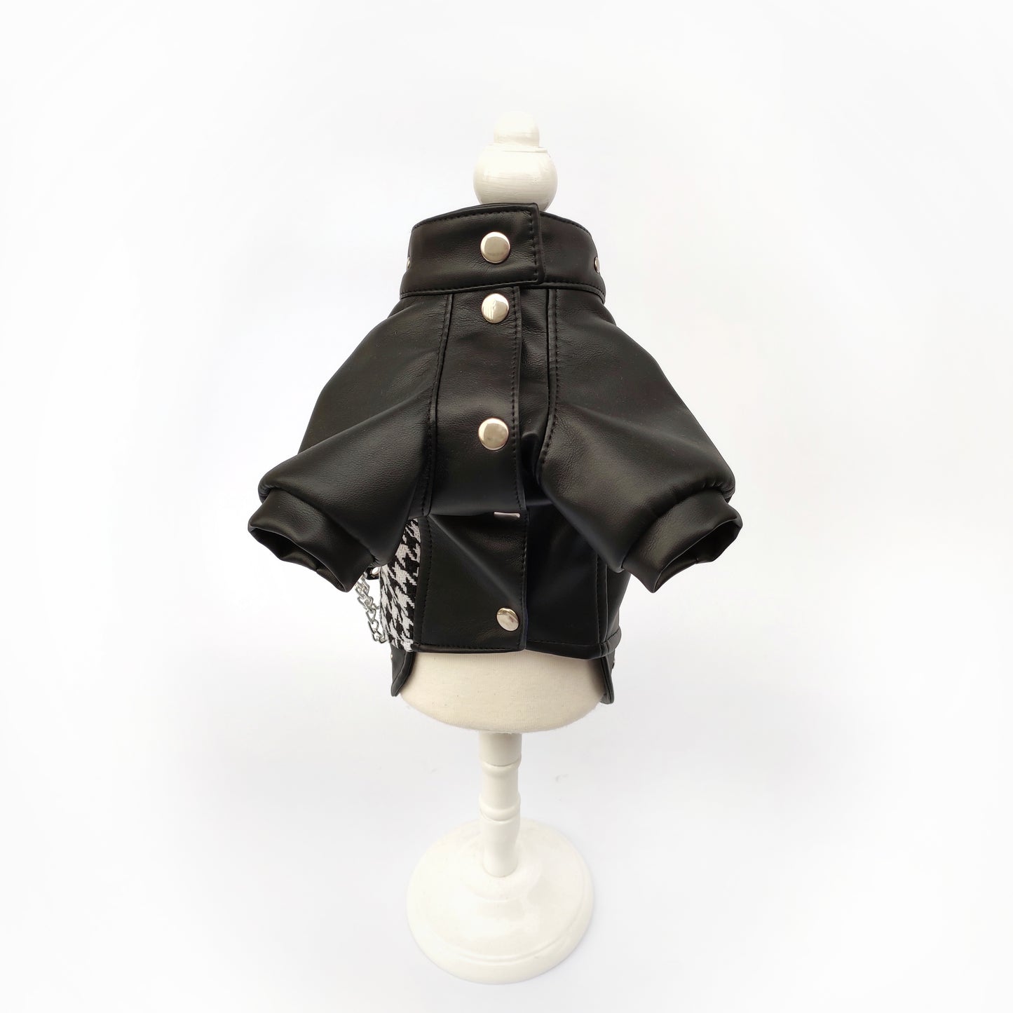 Black leather and tweed dog jacket