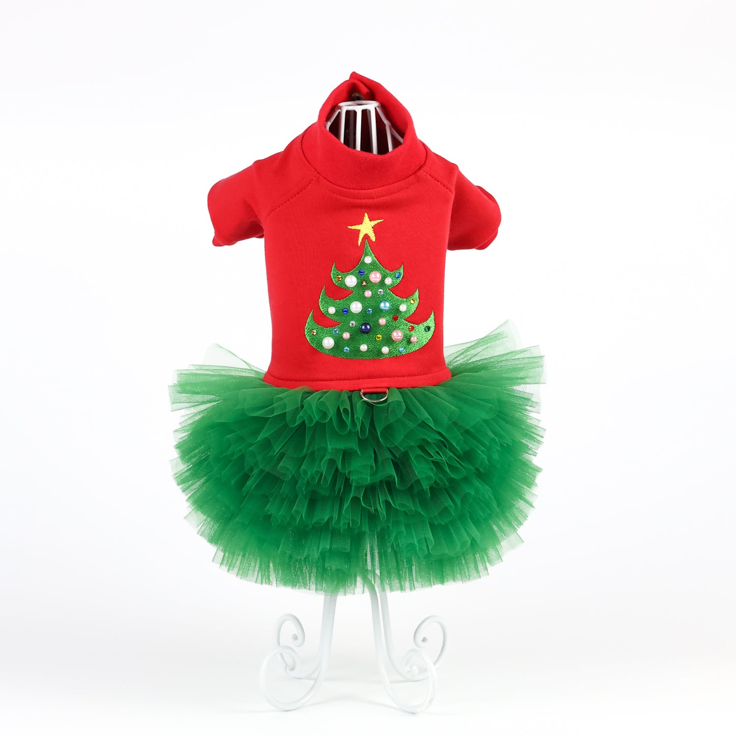 Christmas dog dress with tutu skirt