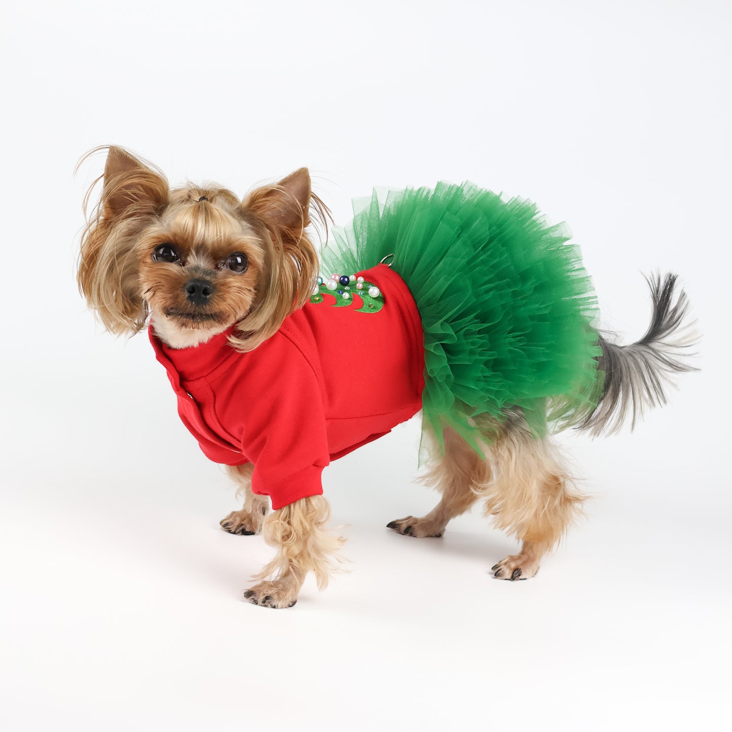 Christmas dog dress with tutu skirt