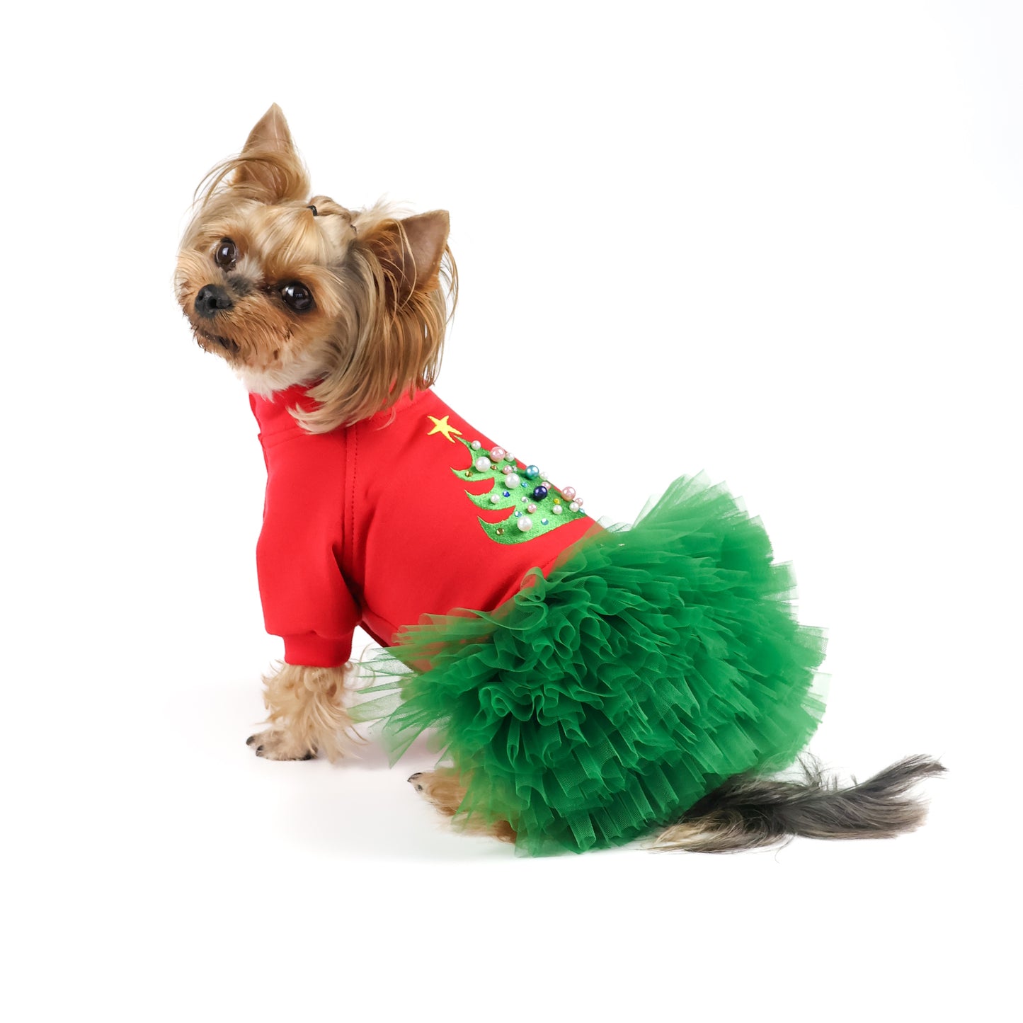 Christmas dog dress with tutu skirt