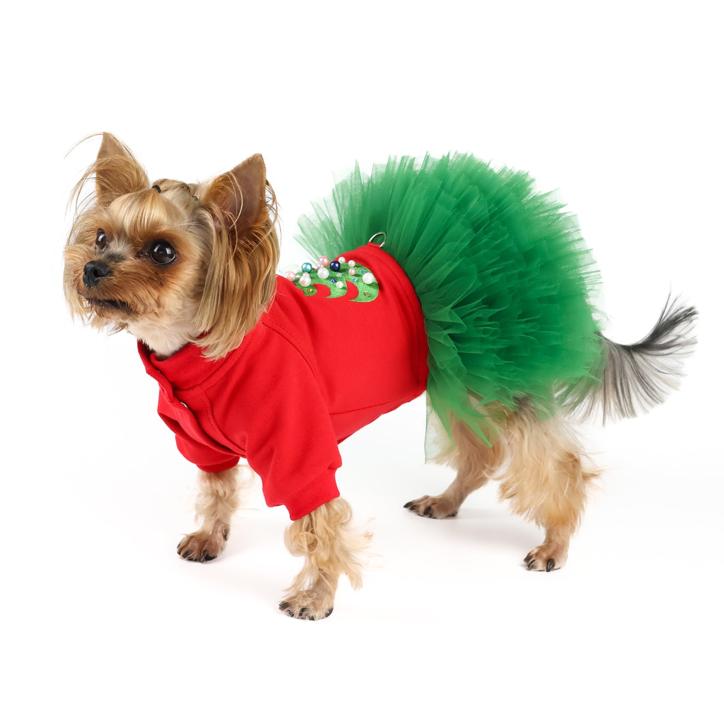 Christmas dog dress with tutu skirt