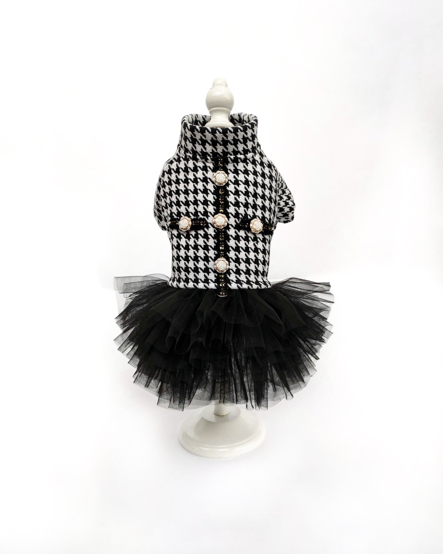 Designer tweed dog dress with tutu skirt Stylish fancy girl dog clothes Pet fashion