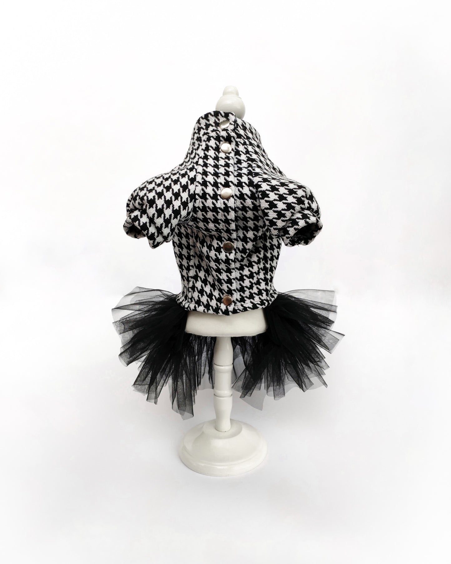 Designer tweed dog dress with tutu skirt Stylish fancy girl dog clothes Pet fashion