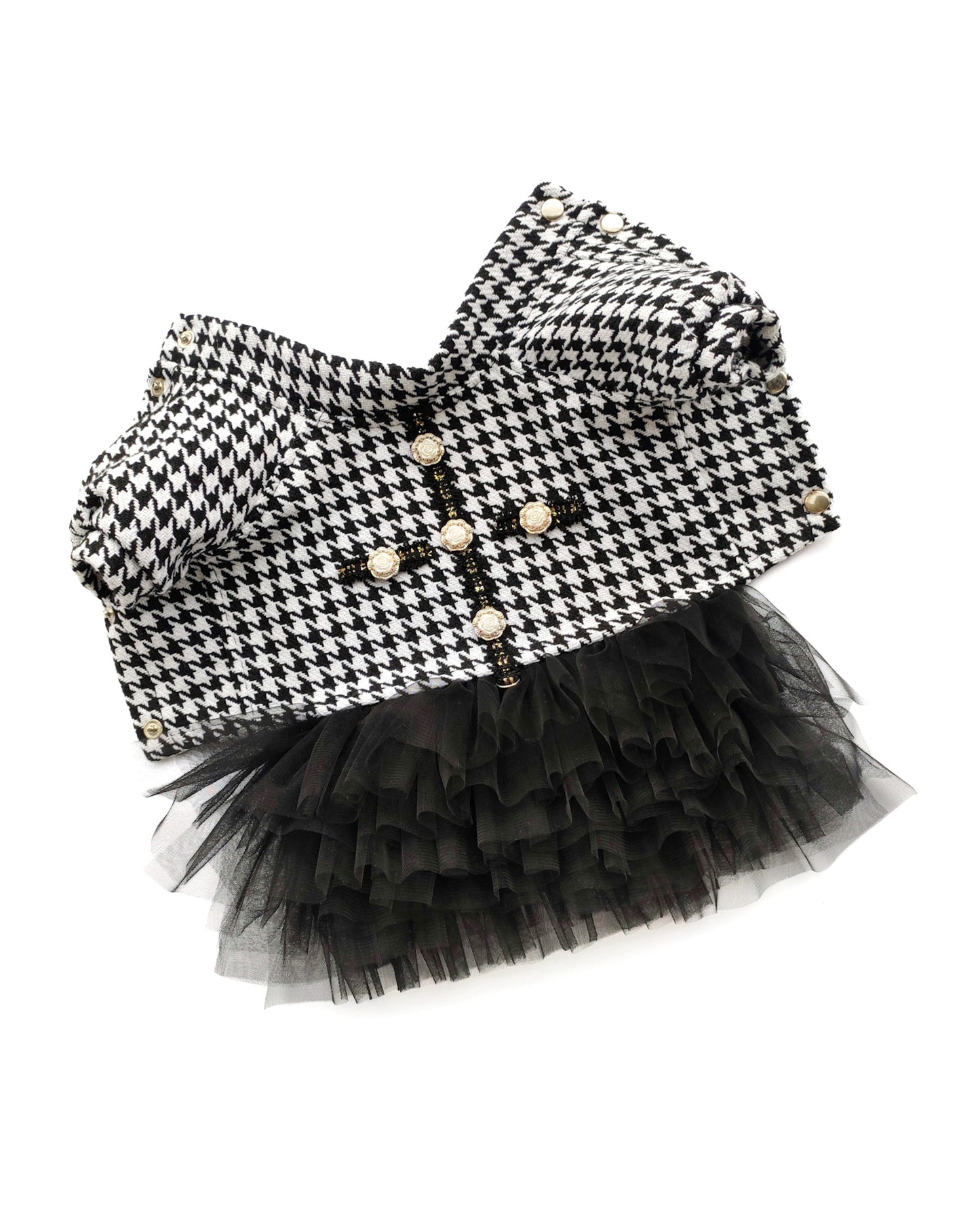 Designer tweed dog dress with tutu skirt Stylish fancy girl dog clothes Pet fashion