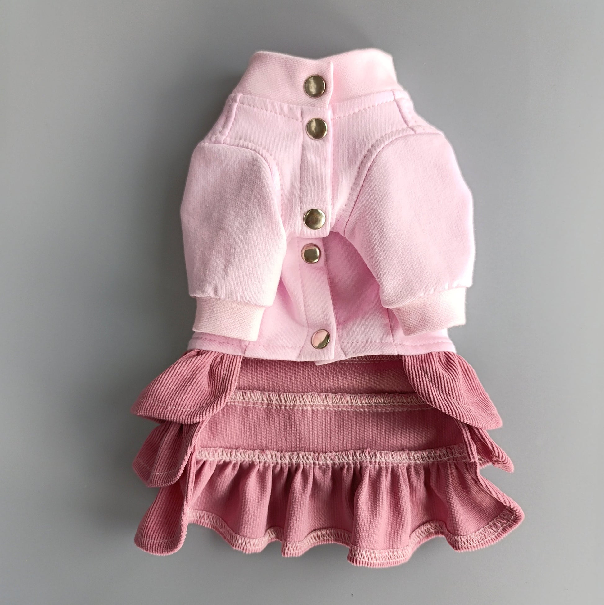 Pink dog coat with ruffled skirt 