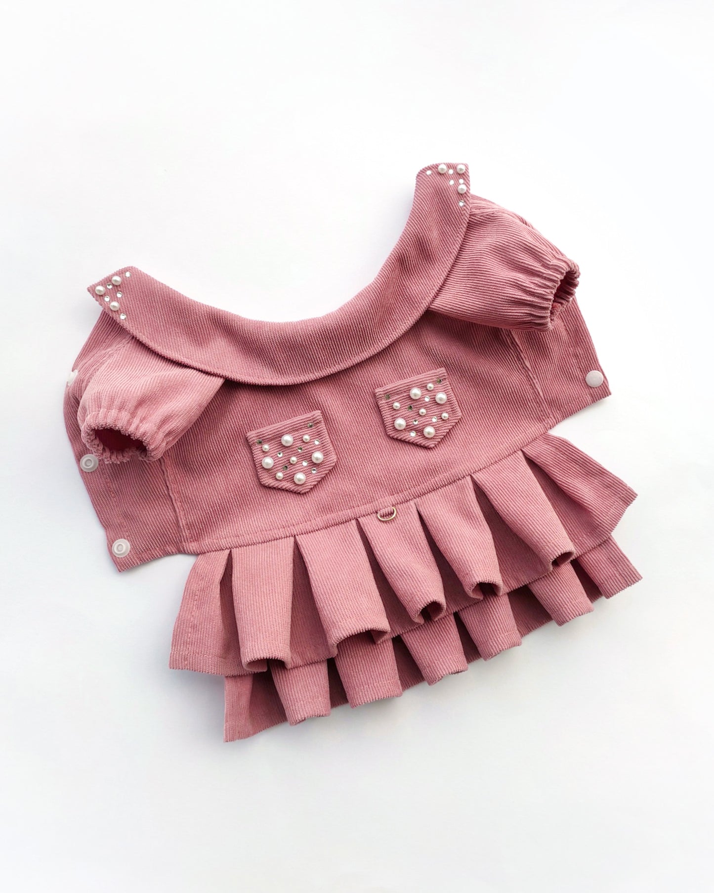 Pink cute dog dress. Designer pet fashion clothes