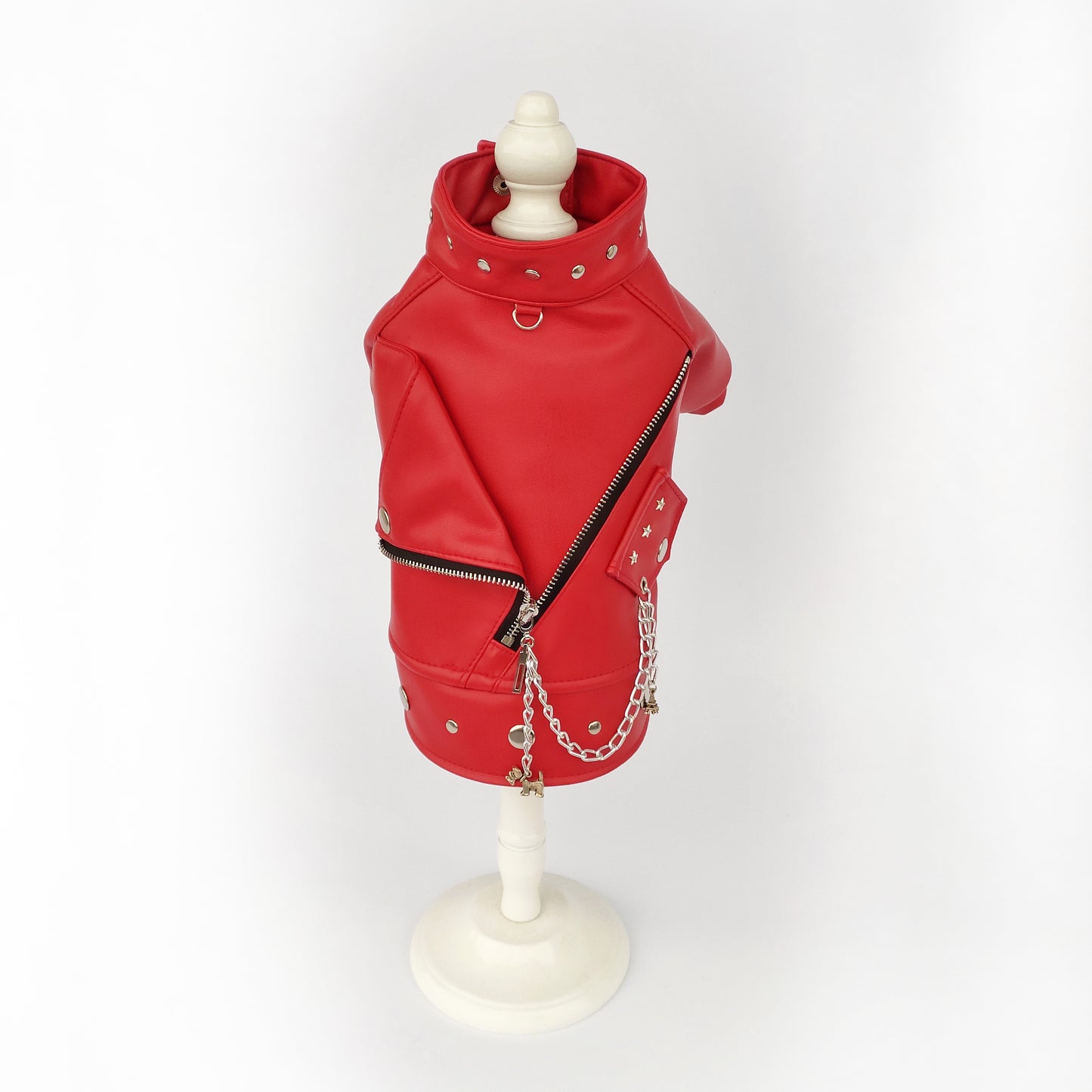 Stylish Red Leather Jacket for Dogs - Handcrafted Pet Apparel