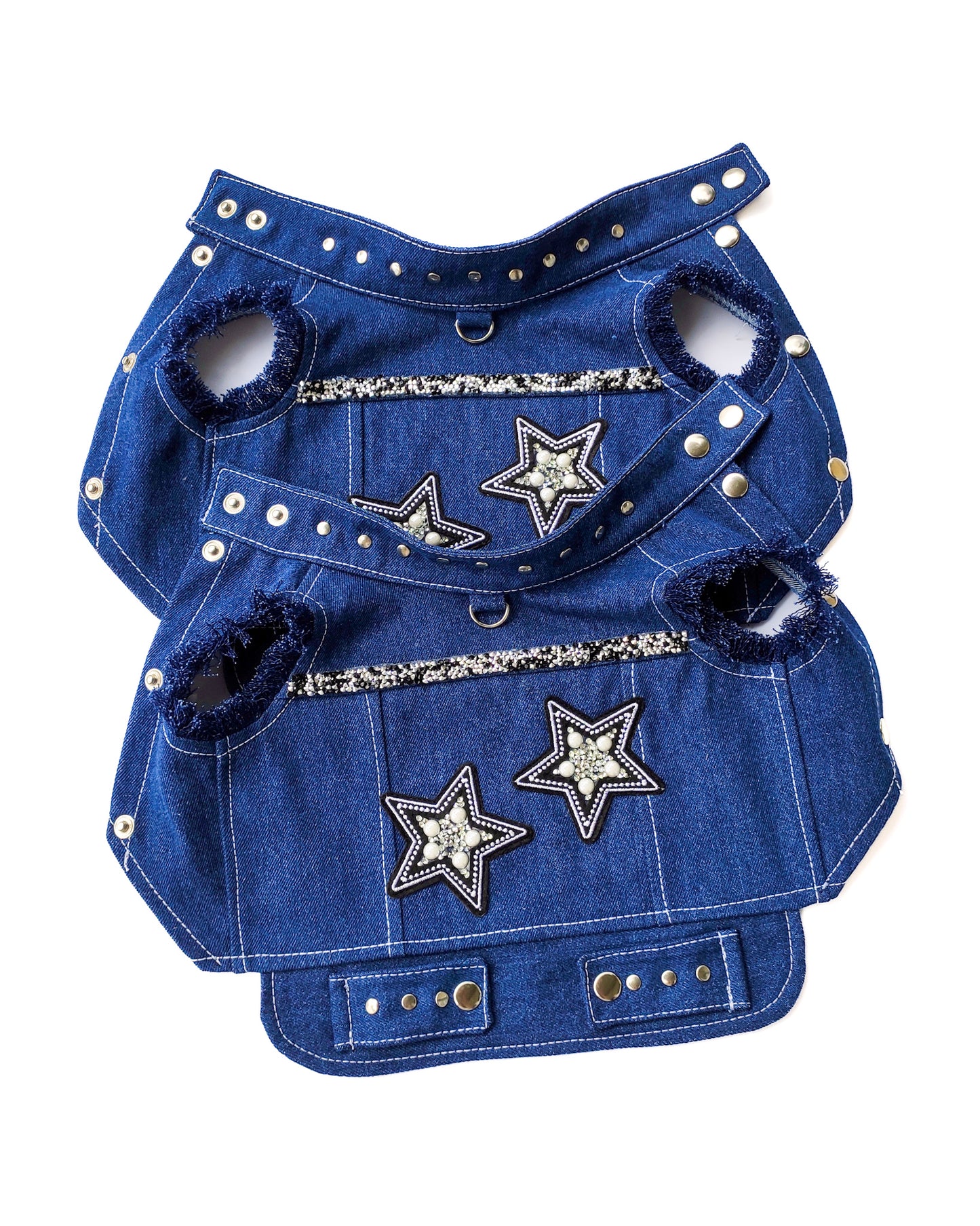 Stylish dog denim vest with stars