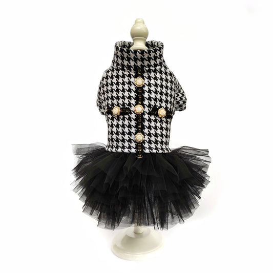 Tweed dog dress with tutu skirt