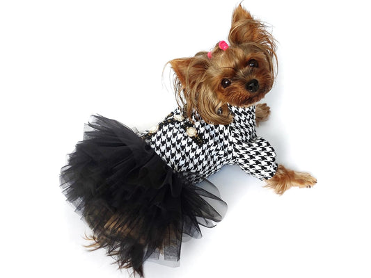 Tweed dog dress with tutu skirt