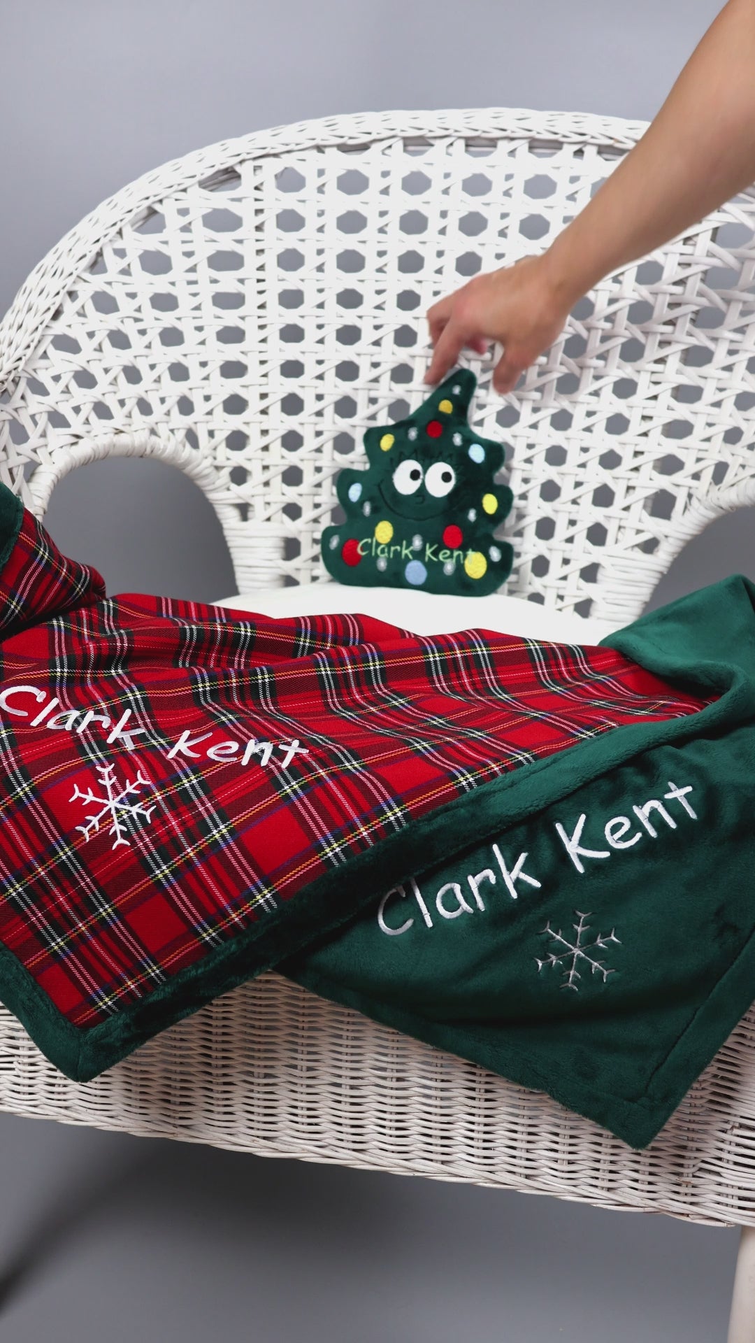 Christmas personalized dog blanket and toy with name embroidery