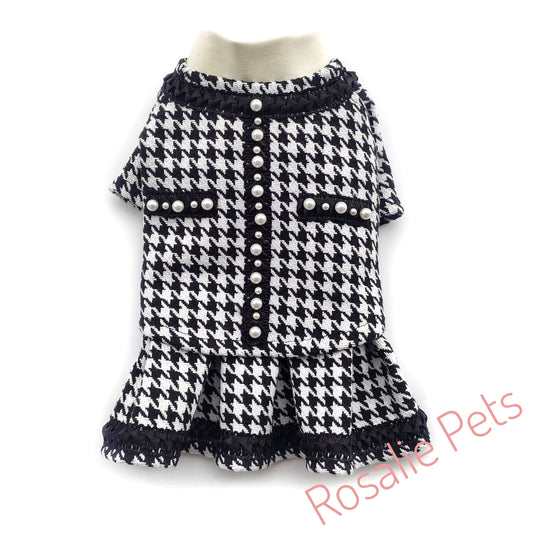 Stylish Tweed Dog Jacket with Matching Dress for Small Breeds